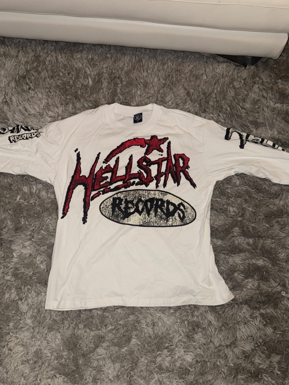 Hellstar Records White Long-Sleeve Graphic Tee